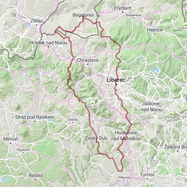 Map miniature of "Gravel Adventure in the Breathtaking Landscape" cycling inspiration in Dolnośląskie, Poland. Generated by Tarmacs.app cycling route planner