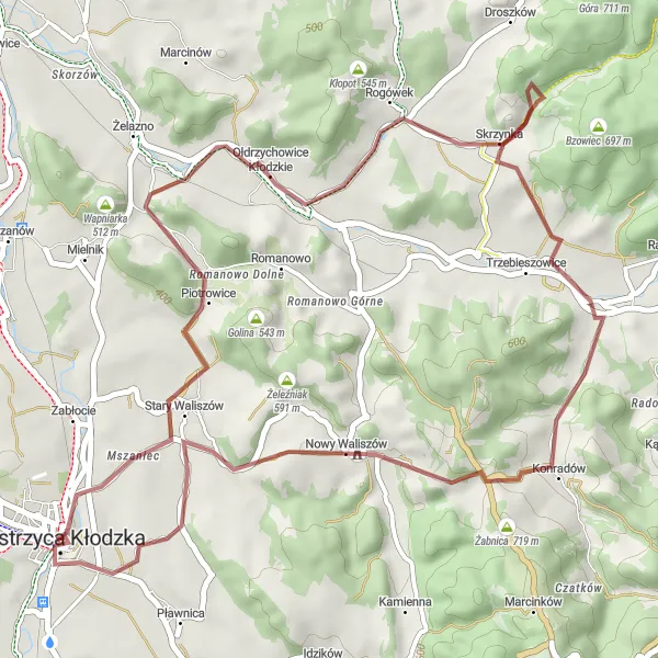 Map miniature of "Krzyżowa Circular Route" cycling inspiration in Dolnośląskie, Poland. Generated by Tarmacs.app cycling route planner