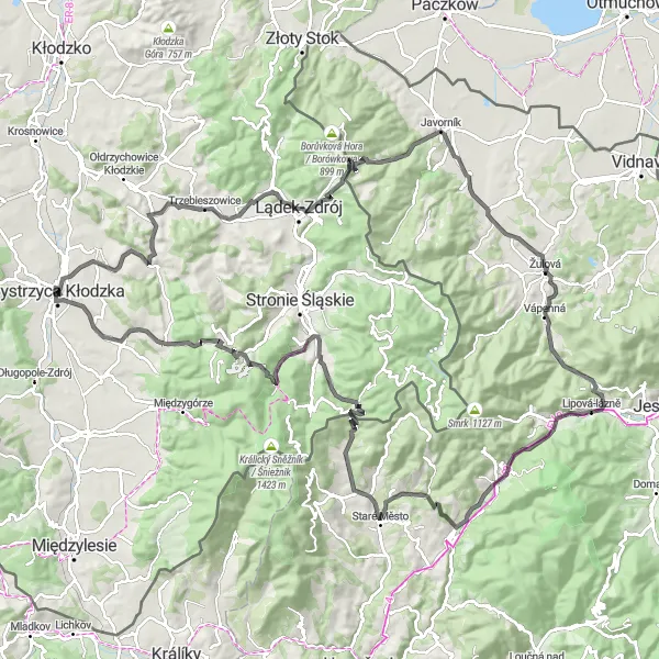 Miniatura mapy "Trasa Wróblowy Kierz - Wieża Rycerska" - trasy rowerowej w Dolnośląskie, Poland. Wygenerowane przez planer tras rowerowych Tarmacs.app