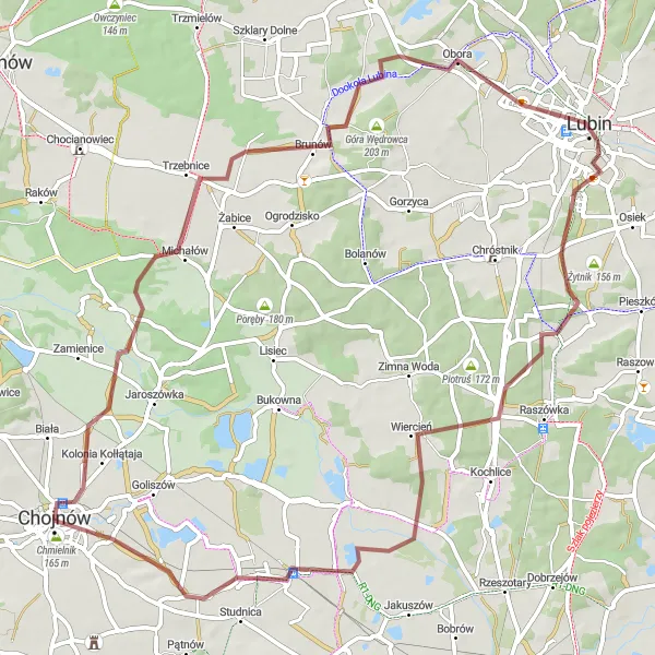 Miniatura mapy "Trasa Dolnośląskich pagórków" - trasy rowerowej w Dolnośląskie, Poland. Wygenerowane przez planer tras rowerowych Tarmacs.app