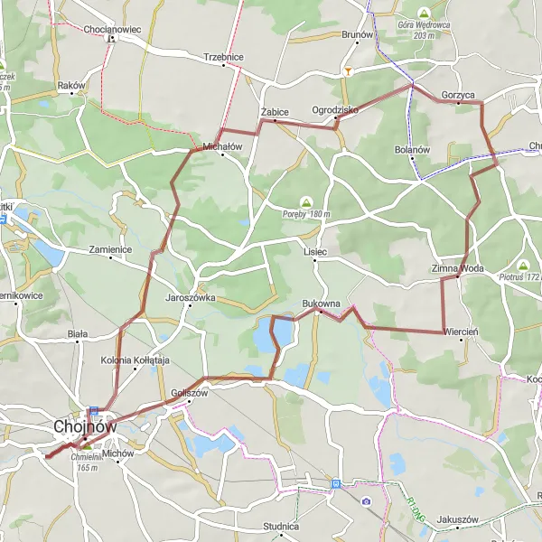 Miniatura mapy "Spacer Gravelowy przez Michów i Chmielnik" - trasy rowerowej w Dolnośląskie, Poland. Wygenerowane przez planer tras rowerowych Tarmacs.app