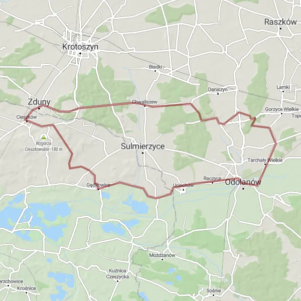 Miniatura mapy "Trasa gravelowa do Wzgórz Cieszkowskich" - trasy rowerowej w Dolnośląskie, Poland. Wygenerowane przez planer tras rowerowych Tarmacs.app