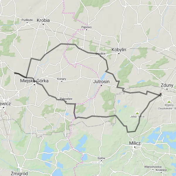 Miniatura mapy "Trasa Szosowa przez Stawczyk" - trasy rowerowej w Dolnośląskie, Poland. Wygenerowane przez planer tras rowerowych Tarmacs.app