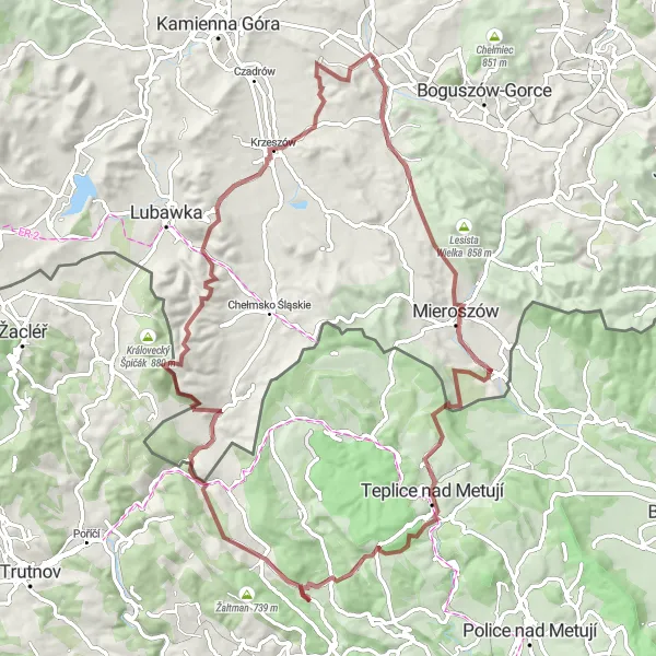 Map miniature of "Exploring the Karkonosze Mountains" cycling inspiration in Dolnośląskie, Poland. Generated by Tarmacs.app cycling route planner