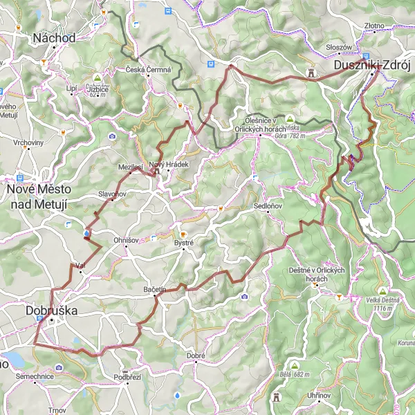 Map miniature of "Gravel Adventure to Sedloňovský vrch" cycling inspiration in Dolnośląskie, Poland. Generated by Tarmacs.app cycling route planner