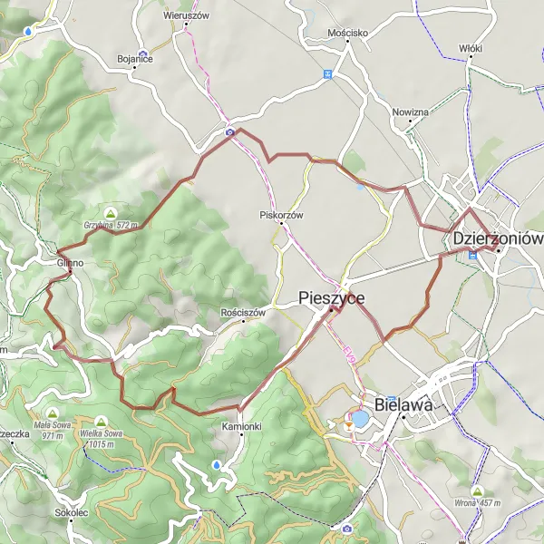Miniatura mapy "Trasa Pieszyce - Dzierżoniów" - trasy rowerowej w Dolnośląskie, Poland. Wygenerowane przez planer tras rowerowych Tarmacs.app