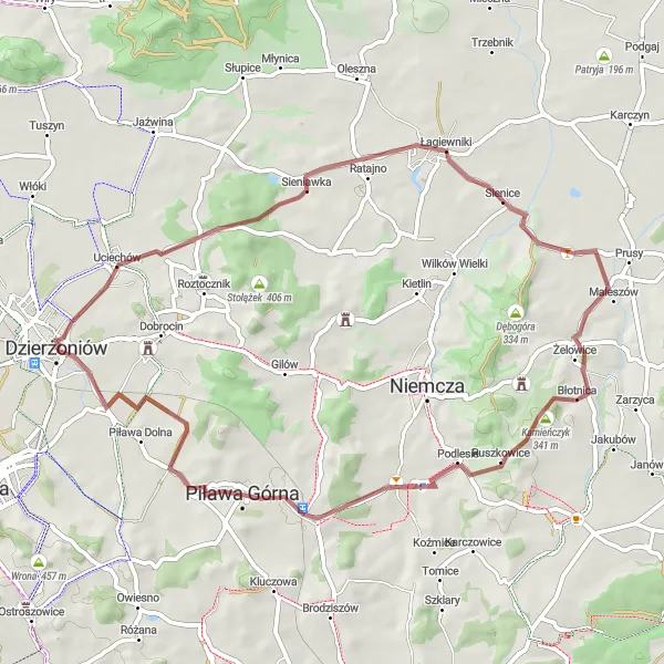 Miniatura mapy "Trasa gravelowa - Szlak Podgórski" - trasy rowerowej w Dolnośląskie, Poland. Wygenerowane przez planer tras rowerowych Tarmacs.app