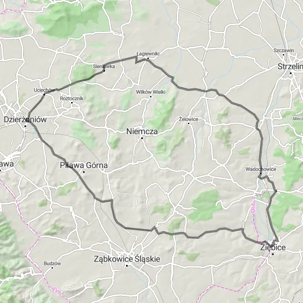 Map miniature of "Mountainous Charm" cycling inspiration in Dolnośląskie, Poland. Generated by Tarmacs.app cycling route planner