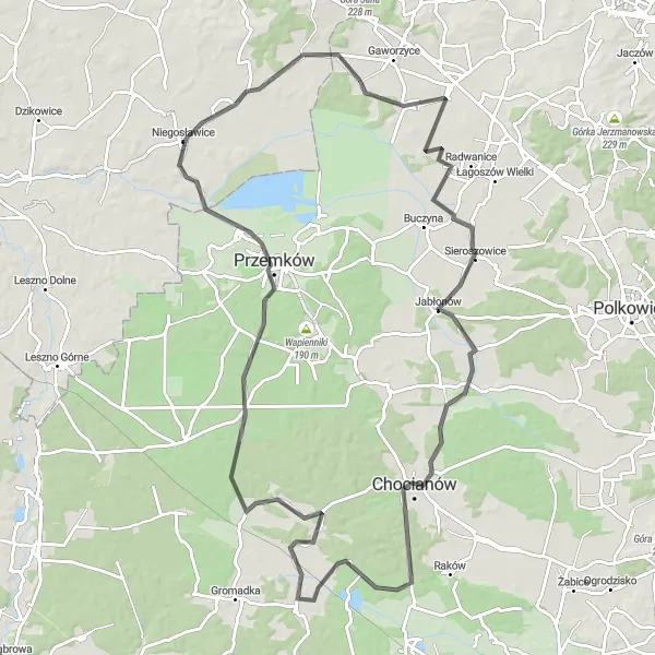 Map miniature of "The Scenic Heritage Trail" cycling inspiration in Dolnośląskie, Poland. Generated by Tarmacs.app cycling route planner