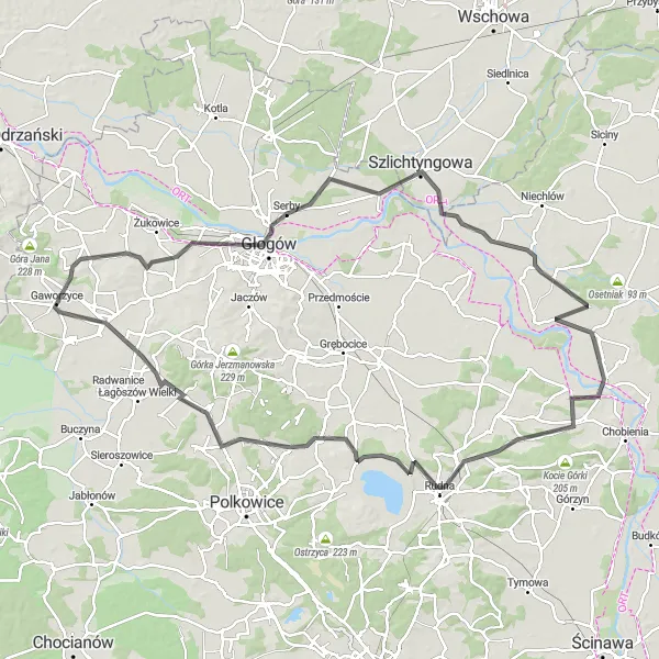 Map miniature of "The Dolnośląskie Challenge" cycling inspiration in Dolnośląskie, Poland. Generated by Tarmacs.app cycling route planner