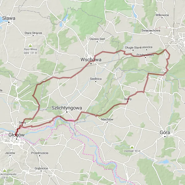 Miniatura mapy "Szlakiem Dolnośląskiej Przygody Gravel" - trasy rowerowej w Dolnośląskie, Poland. Wygenerowane przez planer tras rowerowych Tarmacs.app