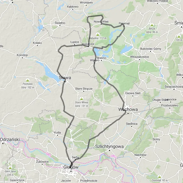 Map miniature of "Historical Road Tour" cycling inspiration in Dolnośląskie, Poland. Generated by Tarmacs.app cycling route planner