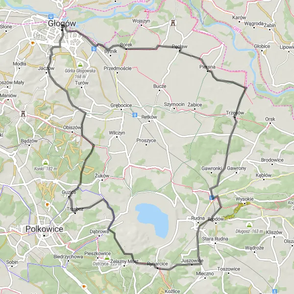 Map miniature of "Scenic Road Tour" cycling inspiration in Dolnośląskie, Poland. Generated by Tarmacs.app cycling route planner