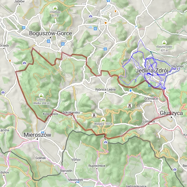 Map miniature of "The Gravel Discovery" cycling inspiration in Dolnośląskie, Poland. Generated by Tarmacs.app cycling route planner