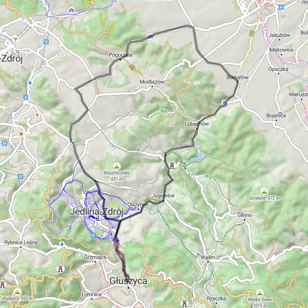 Map miniature of "The Lipina Ride" cycling inspiration in Dolnośląskie, Poland. Generated by Tarmacs.app cycling route planner