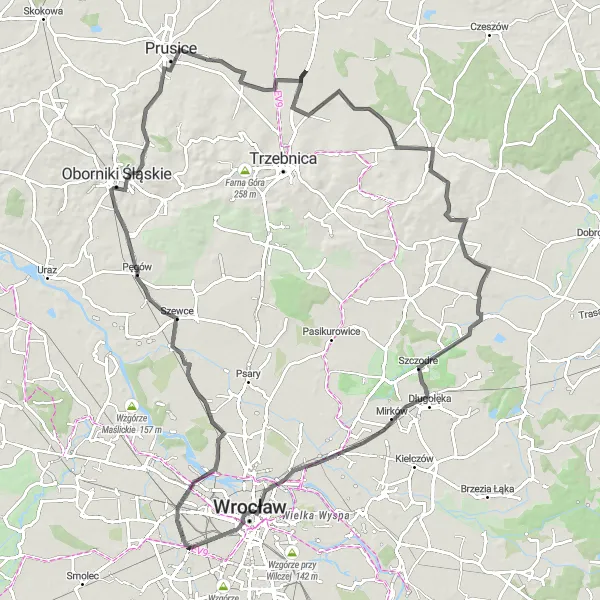 Map miniature of "Szewce Nature Ride" cycling inspiration in Dolnośląskie, Poland. Generated by Tarmacs.app cycling route planner