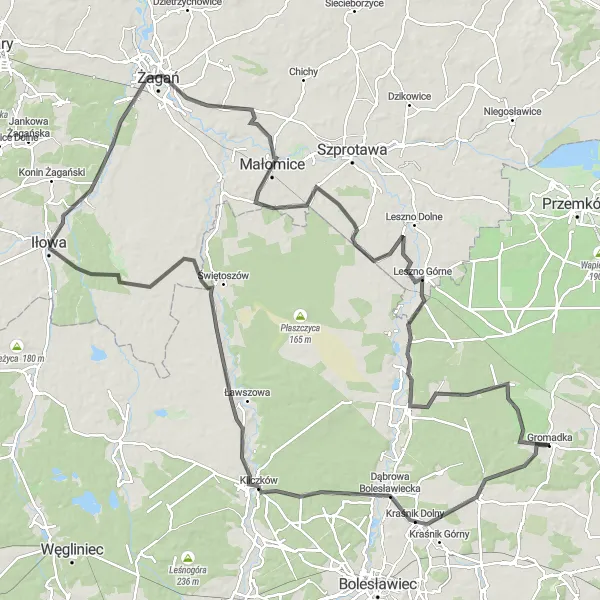 Map miniature of "Magical Journey Through Dolnośląskie" cycling inspiration in Dolnośląskie, Poland. Generated by Tarmacs.app cycling route planner