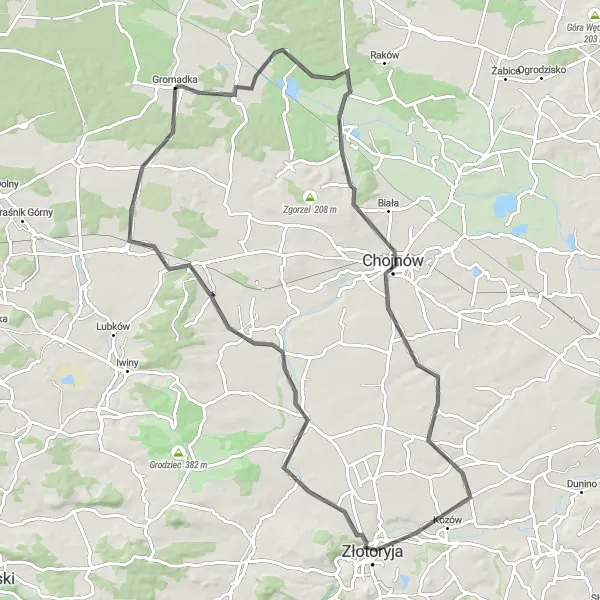 Map miniature of "Gromadka - Chełm Loop" cycling inspiration in Dolnośląskie, Poland. Generated by Tarmacs.app cycling route planner
