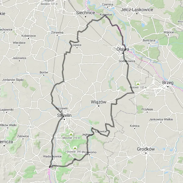 Map miniature of "Grodna Młynarki Loop" cycling inspiration in Dolnośląskie, Poland. Generated by Tarmacs.app cycling route planner