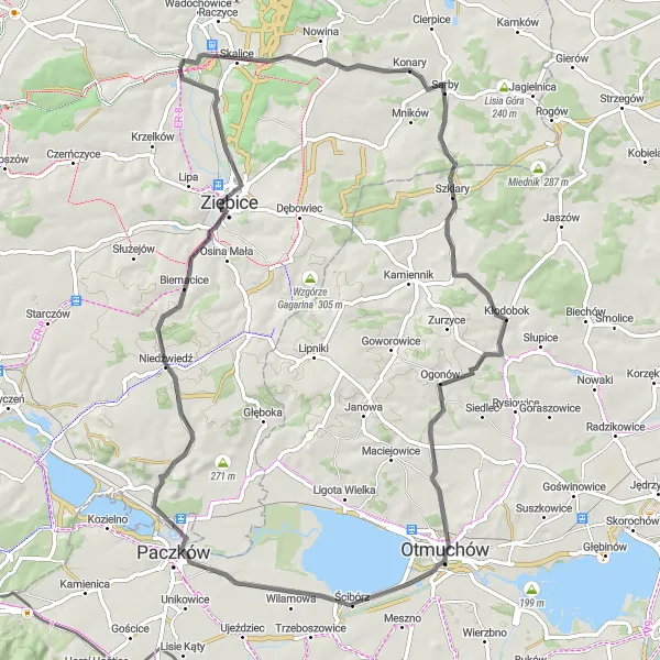 Map miniature of "Ścibórz Wieża ratuszowa Loop" cycling inspiration in Dolnośląskie, Poland. Generated by Tarmacs.app cycling route planner