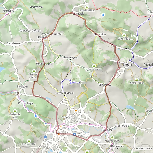 Miniatura mapy "Trasa Gravelowa przez Zabytkowy Tramwaj" - trasy rowerowej w Dolnośląskie, Poland. Wygenerowane przez planer tras rowerowych Tarmacs.app