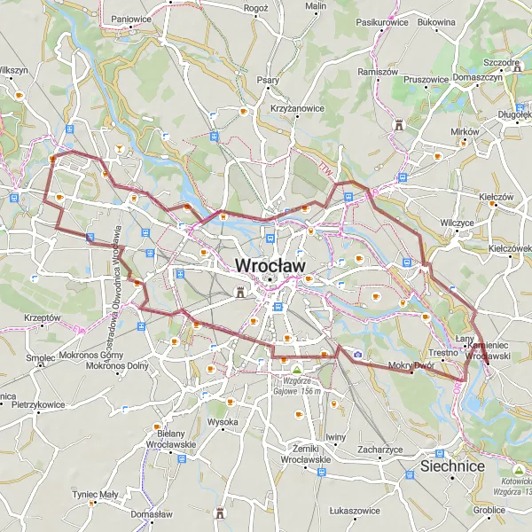 Miniatura mapy "Szlakiem Wzgórz Gajowych" - trasy rowerowej w Dolnośląskie, Poland. Wygenerowane przez planer tras rowerowych Tarmacs.app