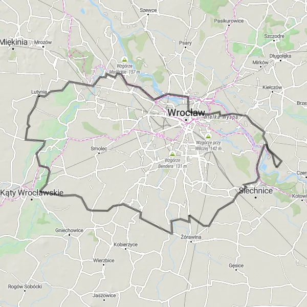 Map miniature of "Road Warrior: Castle Discovery" cycling inspiration in Dolnośląskie, Poland. Generated by Tarmacs.app cycling route planner