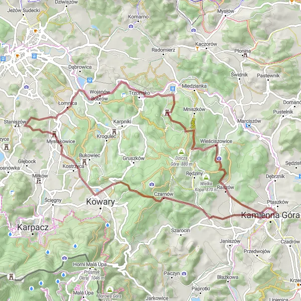 Miniatura mapy "Trasa rowerowa Szarak i Pałac Cesarski" - trasy rowerowej w Dolnośląskie, Poland. Wygenerowane przez planer tras rowerowych Tarmacs.app
