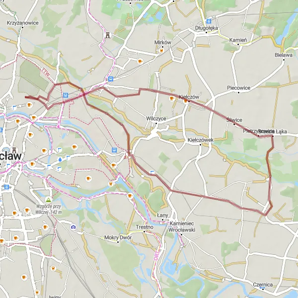 Miniatura mapy "Trasa wokół Karłowic" - trasy rowerowej w Dolnośląskie, Poland. Wygenerowane przez planer tras rowerowych Tarmacs.app