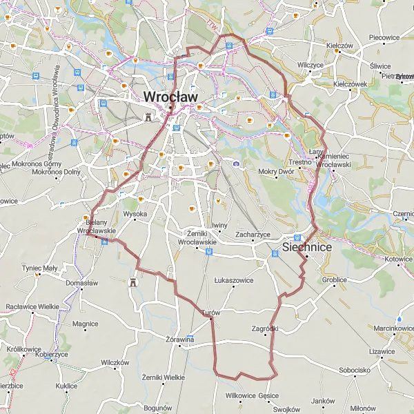 Miniatura mapy "Trasa Gravelowa Wzgórza i Doliny" - trasy rowerowej w Dolnośląskie, Poland. Wygenerowane przez planer tras rowerowych Tarmacs.app