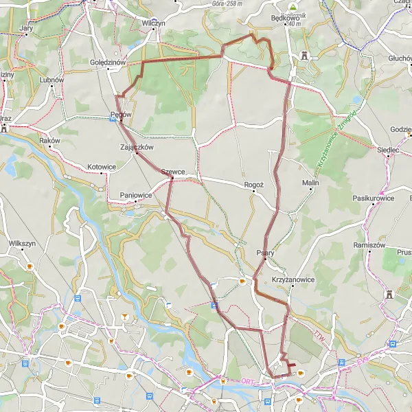Miniatura mapy "Wycieczka przez Szewce" - trasy rowerowej w Dolnośląskie, Poland. Wygenerowane przez planer tras rowerowych Tarmacs.app