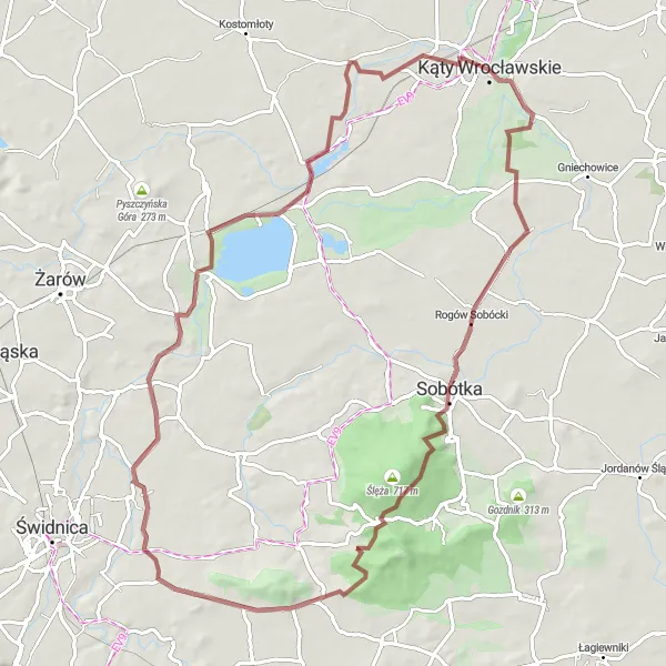 Miniatura mapy "Trasy rowerowe w okolicach Kątów Wrocławskich" - trasy rowerowej w Dolnośląskie, Poland. Wygenerowane przez planer tras rowerowych Tarmacs.app