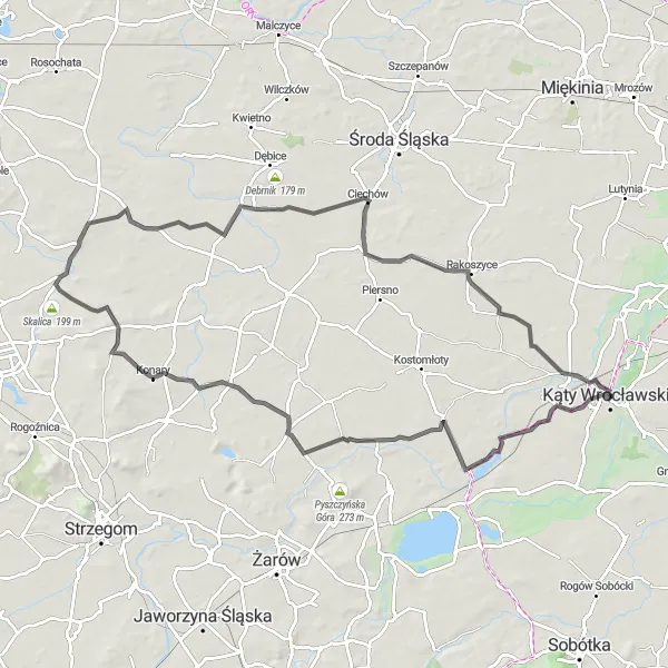 Map miniature of "The Historic Wrocław Route" cycling inspiration in Dolnośląskie, Poland. Generated by Tarmacs.app cycling route planner