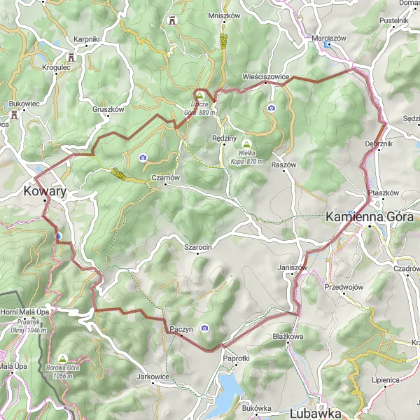 Map miniature of "Hidden Gems of Dolnośląskie" cycling inspiration in Dolnośląskie, Poland. Generated by Tarmacs.app cycling route planner