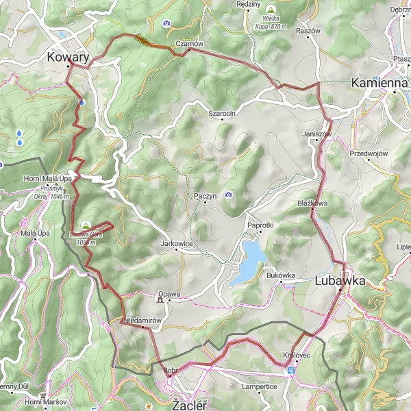 Map miniature of "Explore the Natural Beauty of Czarnów and Beyond" cycling inspiration in Dolnośląskie, Poland. Generated by Tarmacs.app cycling route planner