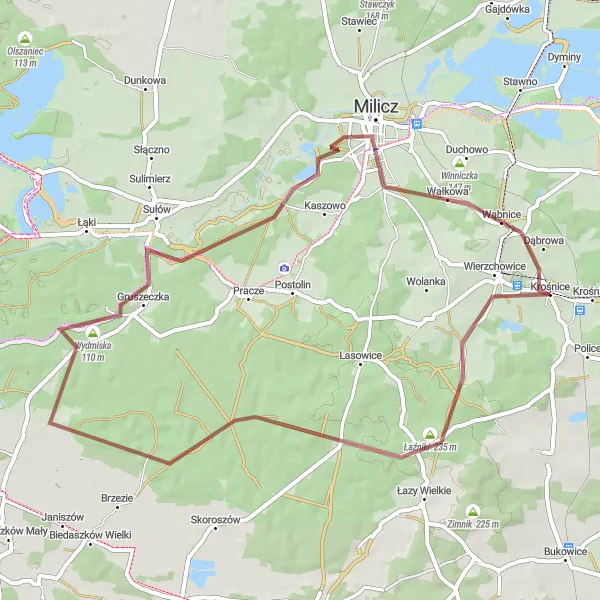 Miniatura mapy "Trasa Gravel: Krośnice - Dolnośląskie przygody" - trasy rowerowej w Dolnośląskie, Poland. Wygenerowane przez planer tras rowerowych Tarmacs.app