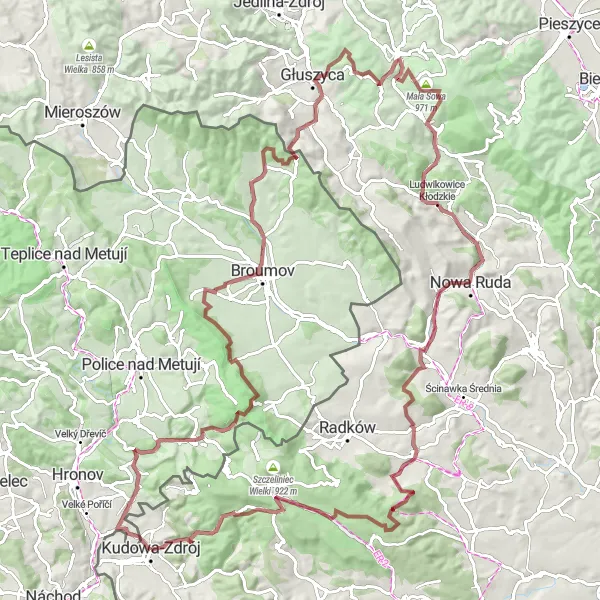 Miniatura mapy "Trasa przez góry i zamki" - trasy rowerowej w Dolnośląskie, Poland. Wygenerowane przez planer tras rowerowych Tarmacs.app