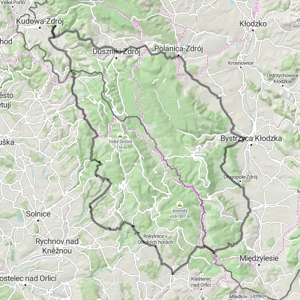 Map miniature of "Cultural Road Escape (Road)" cycling inspiration in Dolnośląskie, Poland. Generated by Tarmacs.app cycling route planner