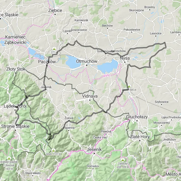 Map miniature of "Cycling Odyssey Through Dolnośląskie" cycling inspiration in Dolnośląskie, Poland. Generated by Tarmacs.app cycling route planner