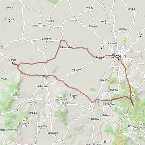Miniatura mapy "Trasa rowerowa przez Kondratowice i Księginice Wielkie (gravel)" - trasy rowerowej w Dolnośląskie, Poland. Wygenerowane przez planer tras rowerowych Tarmacs.app