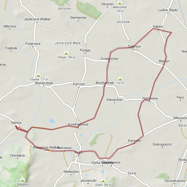 Miniatura mapy "Trasa rowerowa przez Kondratowice i Góra Drzymały (gravel)" - trasy rowerowej w Dolnośląskie, Poland. Wygenerowane przez planer tras rowerowych Tarmacs.app