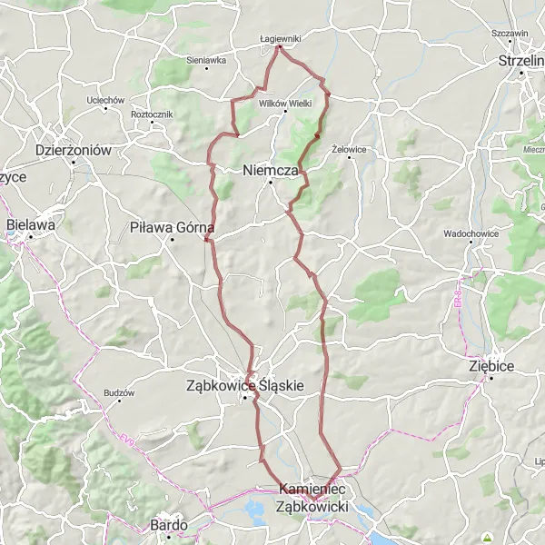 Miniatura mapy "Trasa przez Górę Krzyżową i Wieżę bramną" - trasy rowerowej w Dolnośląskie, Poland. Wygenerowane przez planer tras rowerowych Tarmacs.app