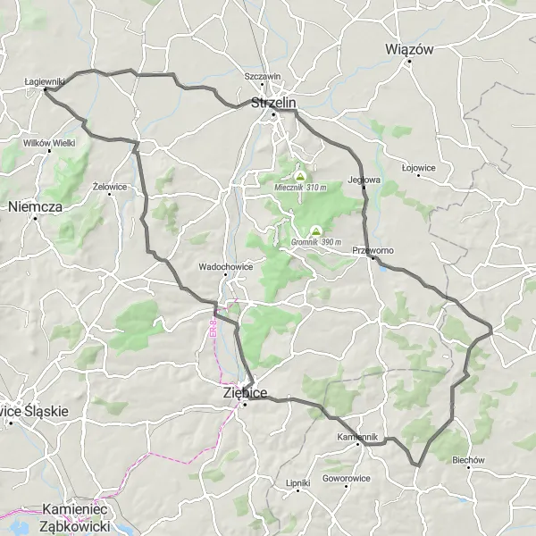 Miniatura mapy "Długa trasa rowerowa przez Stary Henryków i Górę Balickiego (road)" - trasy rowerowej w Dolnośląskie, Poland. Wygenerowane przez planer tras rowerowych Tarmacs.app