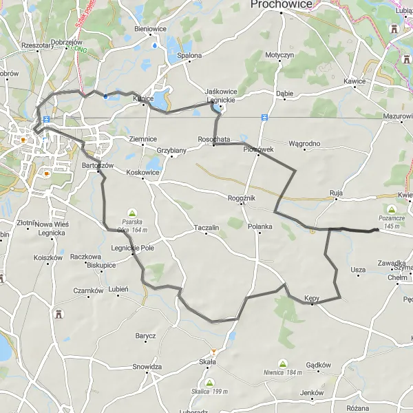 Miniatura mapy "Zamek Piastowski - Legnica" - trasy rowerowej w Dolnośląskie, Poland. Wygenerowane przez planer tras rowerowych Tarmacs.app