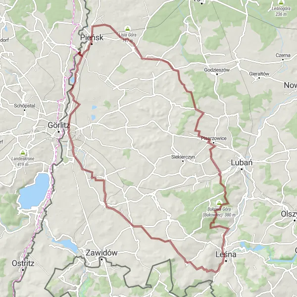 Map miniature of "The Scenic Gravel Loop of Dolnośląskie" cycling inspiration in Dolnośląskie, Poland. Generated by Tarmacs.app cycling route planner