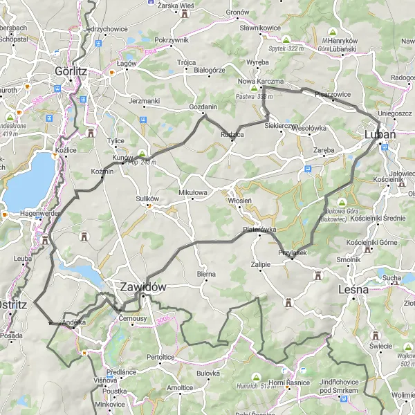 Miniatura mapy "Trasa „Zielona Kraina na Włoskiej Dolinie”" - trasy rowerowej w Dolnośląskie, Poland. Wygenerowane przez planer tras rowerowych Tarmacs.app