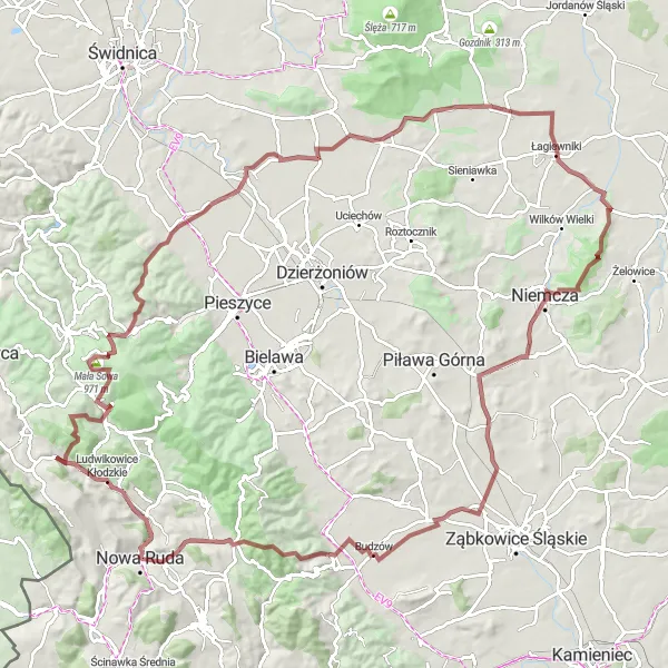 Miniatura mapy "Trasa przez malownicze Dolnośląskie krajobrazy" - trasy rowerowej w Dolnośląskie, Poland. Wygenerowane przez planer tras rowerowych Tarmacs.app