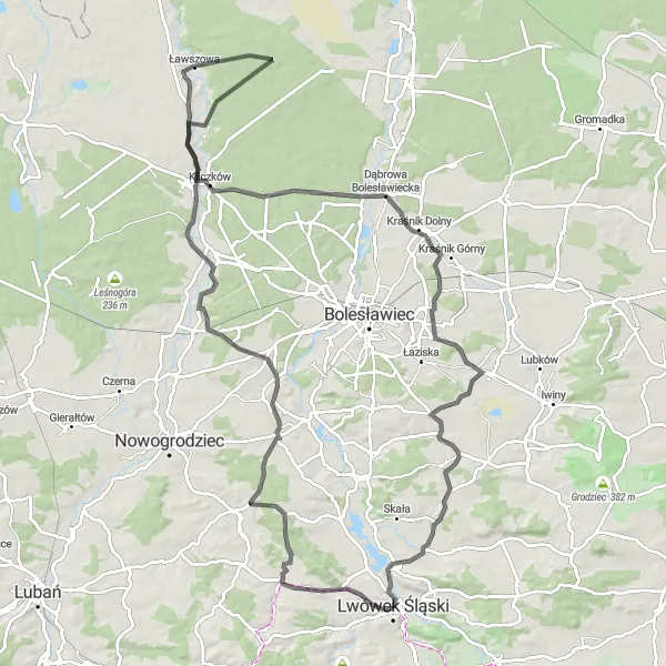 Miniatura mapy "Szlak Klimatyczny Doliny Bobru" - trasy rowerowej w Dolnośląskie, Poland. Wygenerowane przez planer tras rowerowych Tarmacs.app