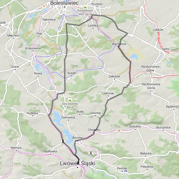 Map miniature of "The Panieńskie Challenge" cycling inspiration in Dolnośląskie, Poland. Generated by Tarmacs.app cycling route planner