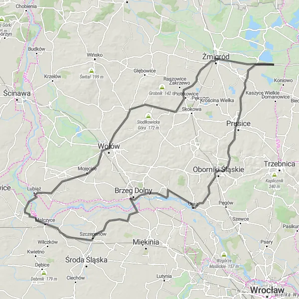 Miniatura mapy "Dolnośląskie Szlaki Kulturowe i Historyczne" - trasy rowerowej w Dolnośląskie, Poland. Wygenerowane przez planer tras rowerowych Tarmacs.app